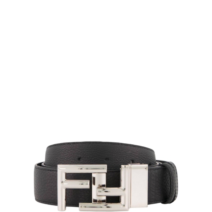 FENDI’S BLACK LEATHER BELT WITH FENDI SILOUIS VUITTONER BUCKLE 40MM