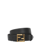 FENDI BLACK LEATHER BELT WITH FENDI GOLD BUCKLE 40MM