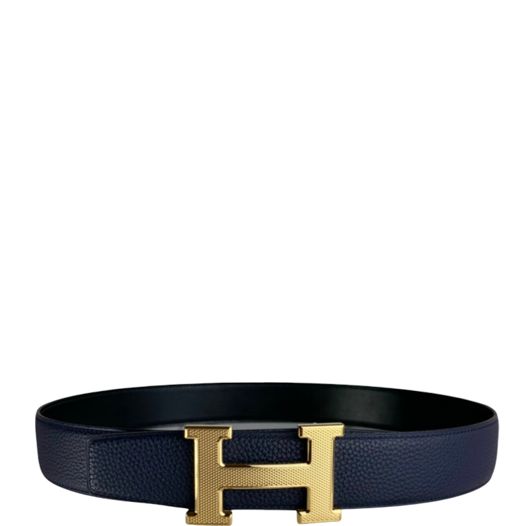 HERMES BELT TOGO SWIFT GOLD BUCKLE BLUE 38MM