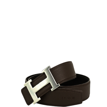 HERMES LEATHER BELT WITH H BUCKLE BLACK 38MM