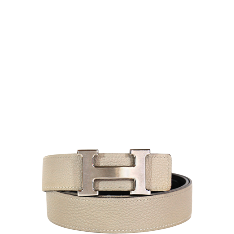 HERMES LEATHER BELT GOLD BUCKLE BLACK 38MM