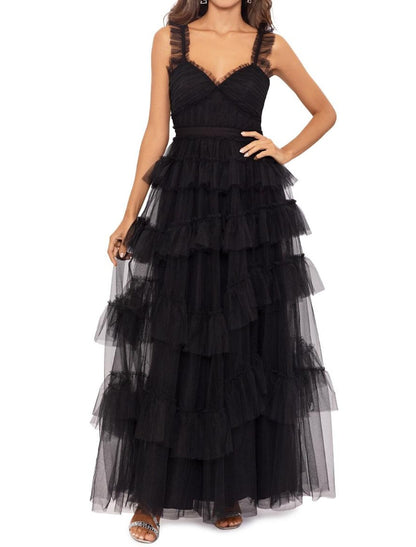 Ball Gown Prom Dresses Tiered Plisse Dress Masquerade Prom Floor Length Sleeveless Sweetheart Tulle Ladder Back with Pure Color 2026