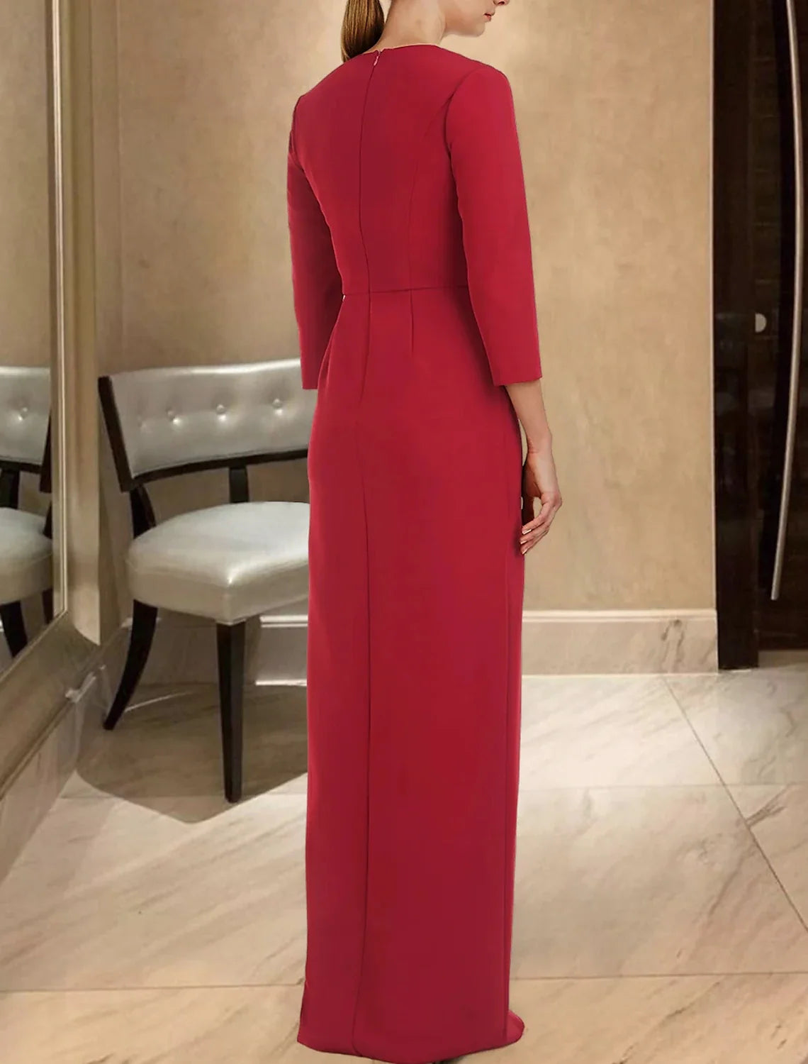 Sheath Black Dress Evening Gown Vintage Dress Formal Floor Length Long Sleeve V Neck Fabric with Ruched 2026