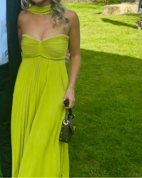Yellow Green Fashion Simple Elegant Tube Top Off Shoulder Long Chiffon Ball Gowns Prom Dress With Scarf