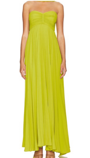 Yellow Green Fashion Simple Elegant Tube Top Off Shoulder Long Chiffon Ball Gowns Prom Dress With Scarf