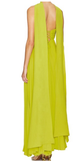 Yellow Green Fashion Simple Elegant Tube Top Off Shoulder Long Chiffon Ball Gowns Prom Dress With Scarf