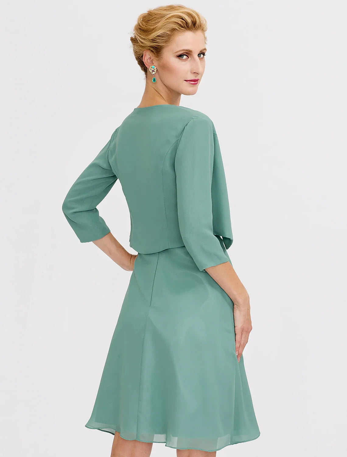 A-Line Mother of the Bride Dress Formal Elegant Two Piece Strap Short / Mini Chiffon Sleeveless yes with Pleats Beading